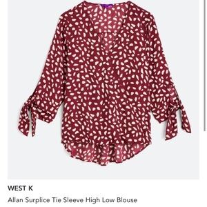 West Kei Allan Surplice Tie Sleeves High Low Blouse